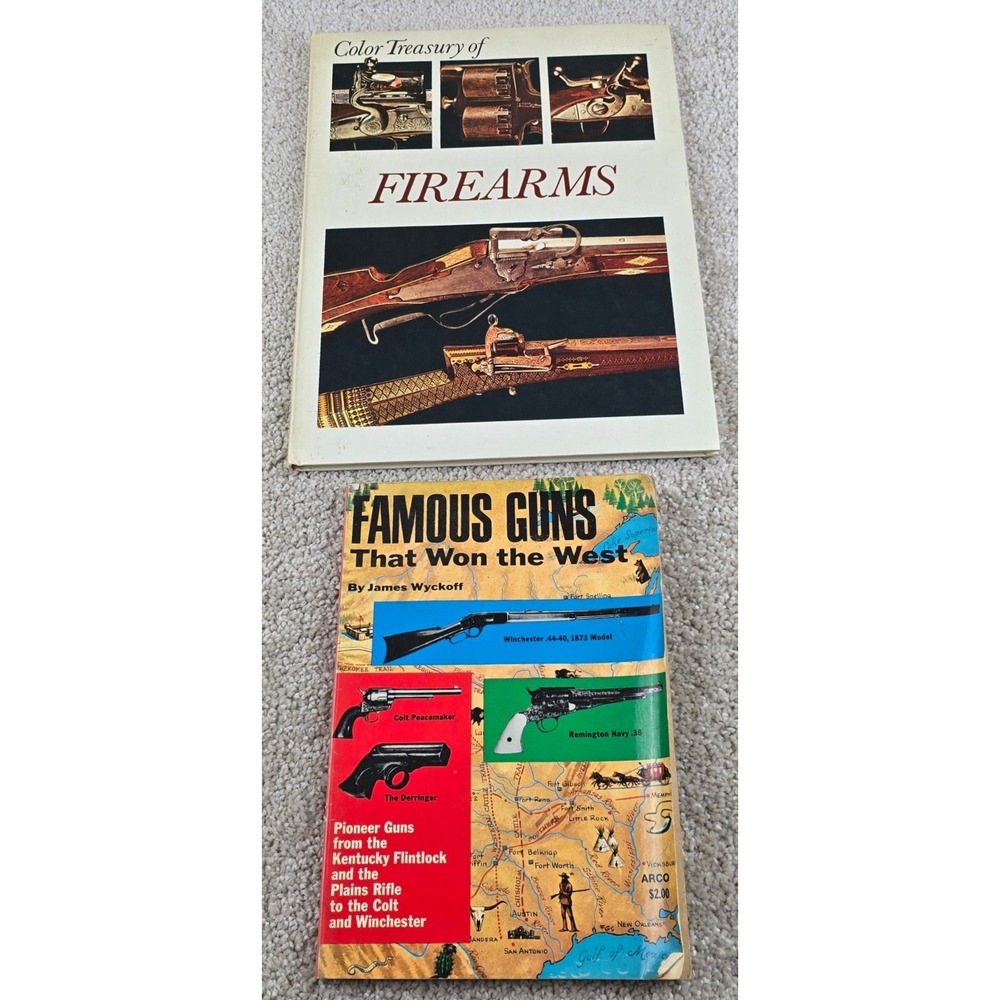 Vintage Firearms Gun Book Lot Color Treasury Famous Guns Won the West 1975